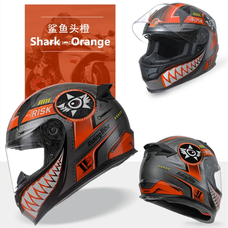 Для мужчин и женщин мотоциклетный шлем высокопрочный ABS Четыре сезона анфас Мотоцикл Мотокросс Гонки шлем с дышащими отверстиями X301 - Цвет: Shark - orange