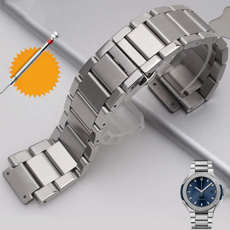 

Steel watchband 13mm 17mm 19mm for HUBLOT Yubo strap big bang classic fusion Yubo series men's and women's Solid fine steel belt