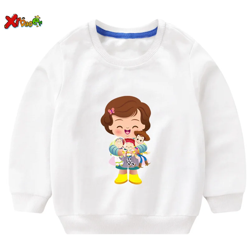 Детские свитшоты; толстовки с капюшоном для девочек; Повседневная футболка с длинными рукавами с героями мультфильмов для маленьких девочек; белый свитер для мальчиков; одежда для маленьких девочек - Цвет: sweatshirt white
