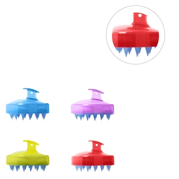 

4pcs Silicone Shampoo Hair Brush Massage Brush Head Cleaning Massage Hair Brush Hair Scalp Massager for Women and Men (Blue + Re