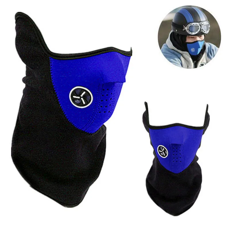 Зимняя теплая маска Балаклава Половина маска для лица Спорт на открытом воздухе велосипед Лыжный ветрозащитный шарф для защиты шеи головной убор для женщин мужчин - Цвет: Blue