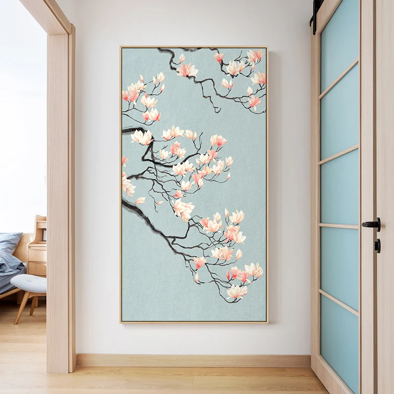 

New Chinese original flower canvas painting posters and print tranditional Decor wall art pictures for living room bedroom aisle