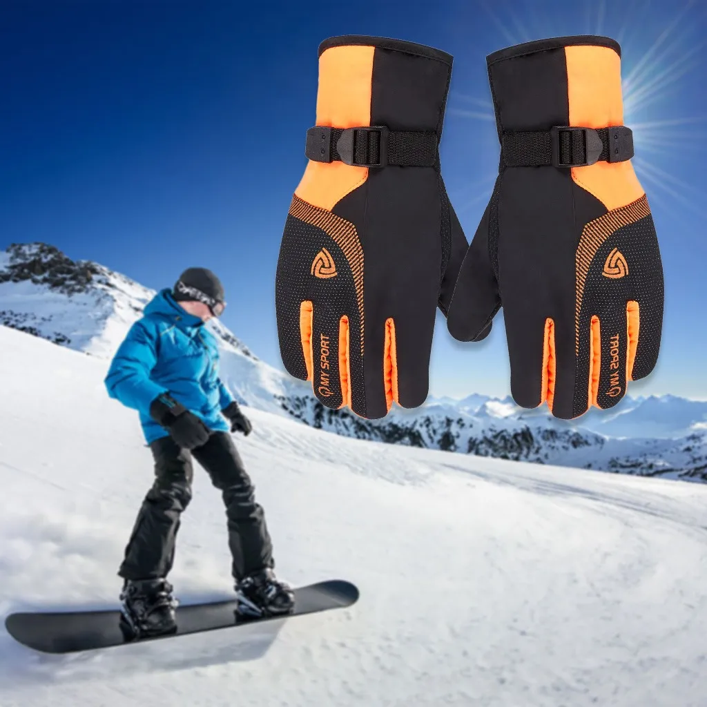 Зимние женские и мужские водонепроницаемые ветрозащитные противоскользящие спортивные теплые бархатные лыжные зимние перчатки спортивные аксессуары перчатки