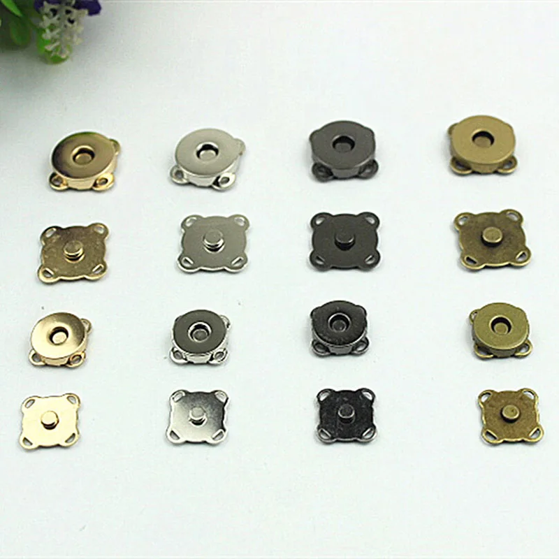 High Quality 100sets/lot Black Silver Sew on Metal Magnetic Snaps Button for Overcoat Bag Garment Accessories Scrapbooking DIY