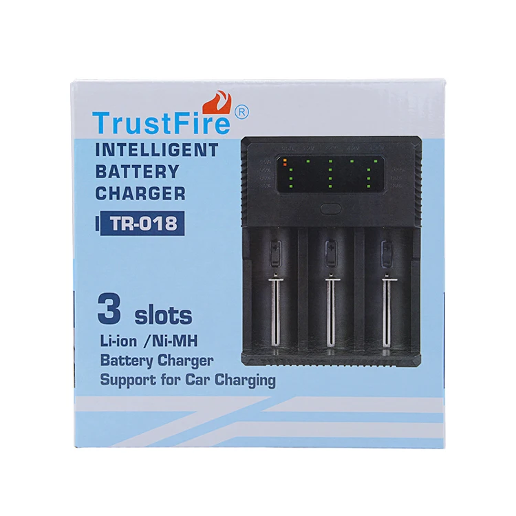 TrustFire TR-018 интеллигентая(ый) быстро Li-Ion Батарея Зарядное устройство 3-слоты Дисплей зарядки для 23650 26650 21700 20700 14500 18650 18350