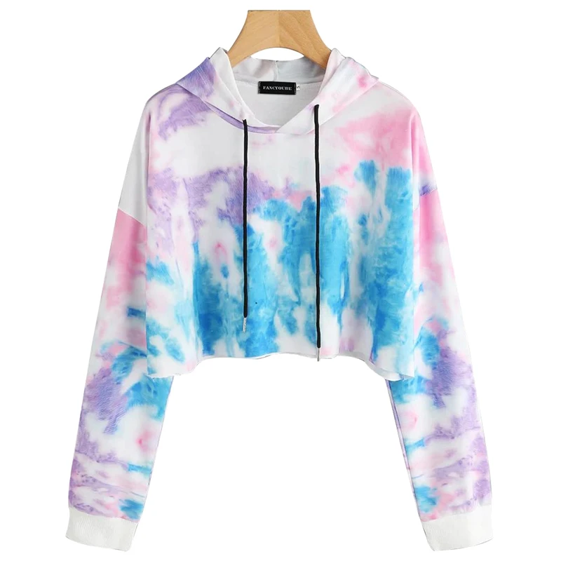 

Hoodies Girl Fashion Tie Dye Print Sweatshirt Oversized Drawstring Long Sleeve Winter Sweatshirt Women Clothes Hoodie 