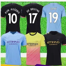 19/20 Футбольная Футболка «Манчестерский город» JESUS DE BRUYNE KUN AGUERO MAHREZ G. JESUS SANE SILVA Футбольная Футболка для взрослых