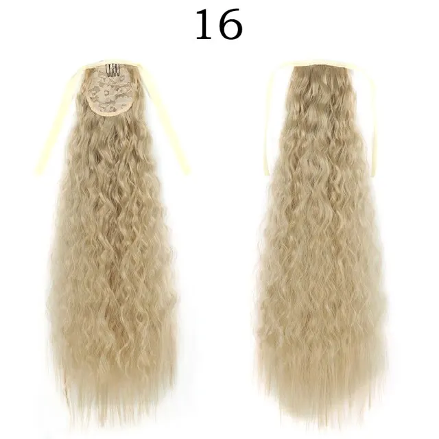 Corn Wavelength Ponytail Synthetic Fake Bandage Hair Extension Black-tailed Blond Girl Heat-resistant Ladies Special Extra Long #35