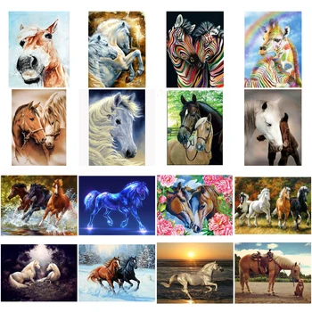 

Diamond Painting Horse Full Square Round Diamond Embroidery Animals Picture 5D DIY Mosaic Cross Stitch Rhinestone Decoration