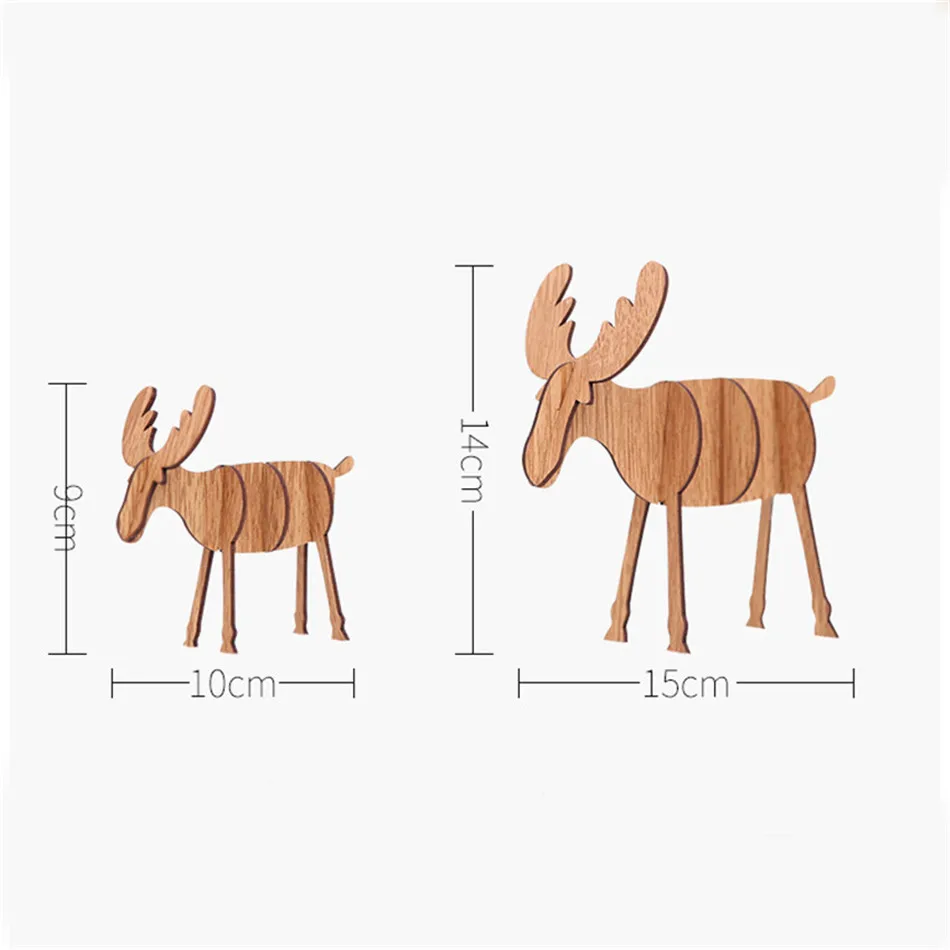 SEAAN Wood Christmas Elk Deer Ornaments Xmas Tree Hanging Desktop Decoration Gift Top Xmas Table Decoration