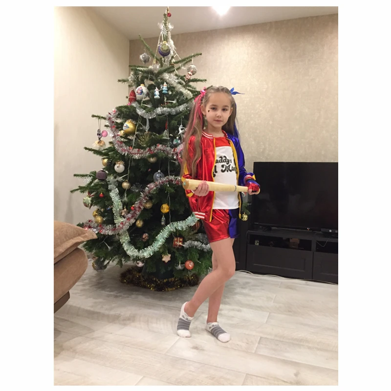 Carnival Харли Куинн Kids Girls Harley Cosplay Costumes Quinn Belt Monster Jacket Pants Sets Halloween cosplay costume kids girls dress