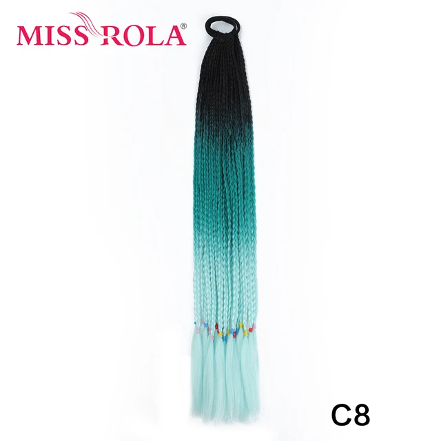 Synthetic Chignon Hair 60cm Hair Color Gradient Dirty Braided Ponytail Women Elastic Hair Rubber Band Hair Accessories Headband C8