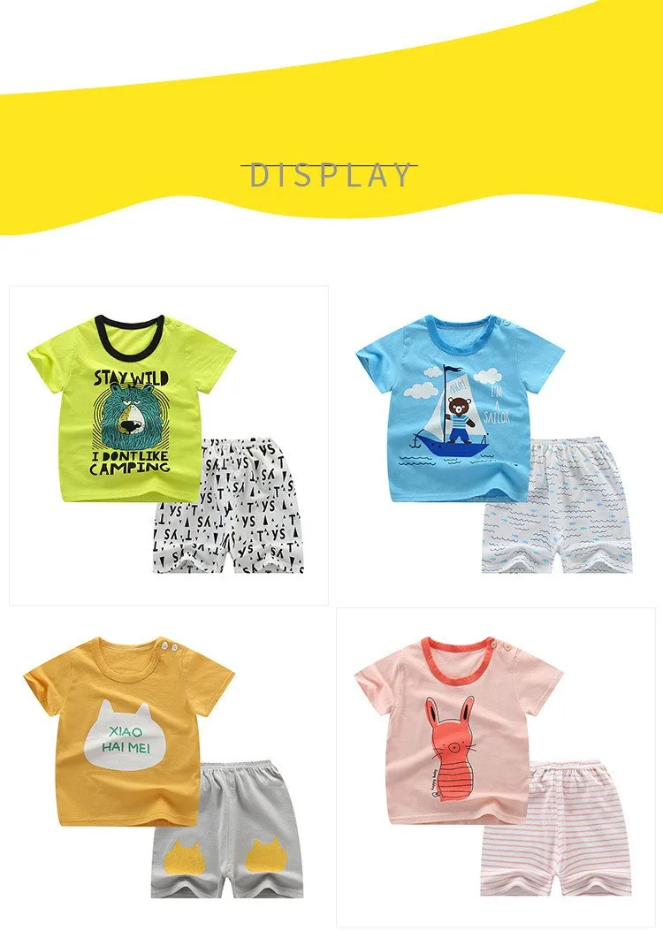 2pcs Kids Boy Clothes Sets Age 2 3 4 Summer Children Short Sleeve Tshirts+shorts Clothing Suit Infant Girl Tracksuit Newborn Set baby girl cotton clothing set