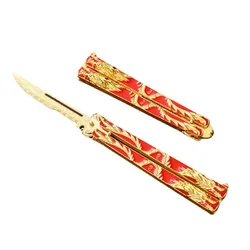Cuchillo plegable de mariposa de aleación de Zinc, herramientas de práctica de Balisong para principiantes al aire libre, sin borde, accesorios para juegos de contratiempos, 8 unids/set por juego