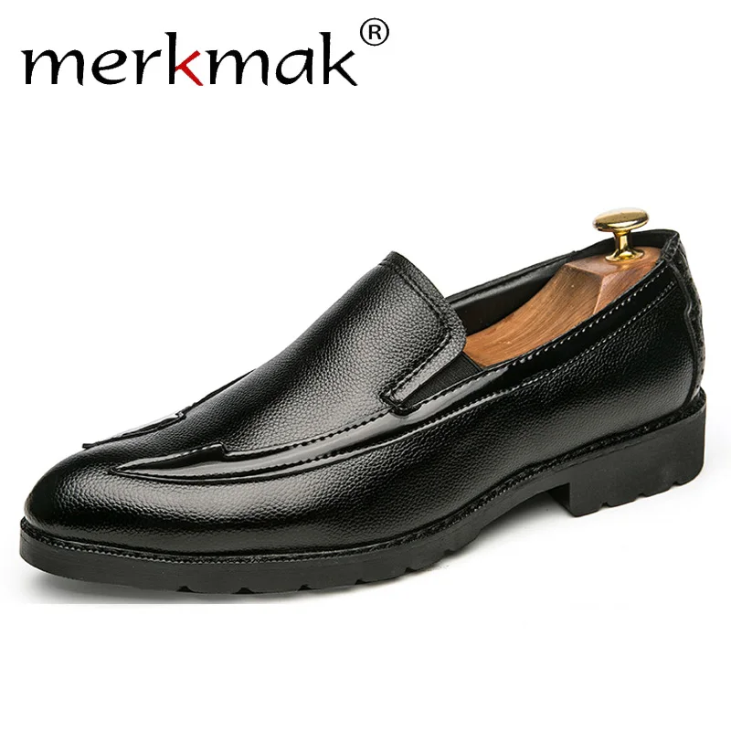 

Merkmak 2020 Spring Autumn Leather Men's Loafers Shoes Pointed Slip On Casual Dress Shoe For Man Party Wedding Footwear Male