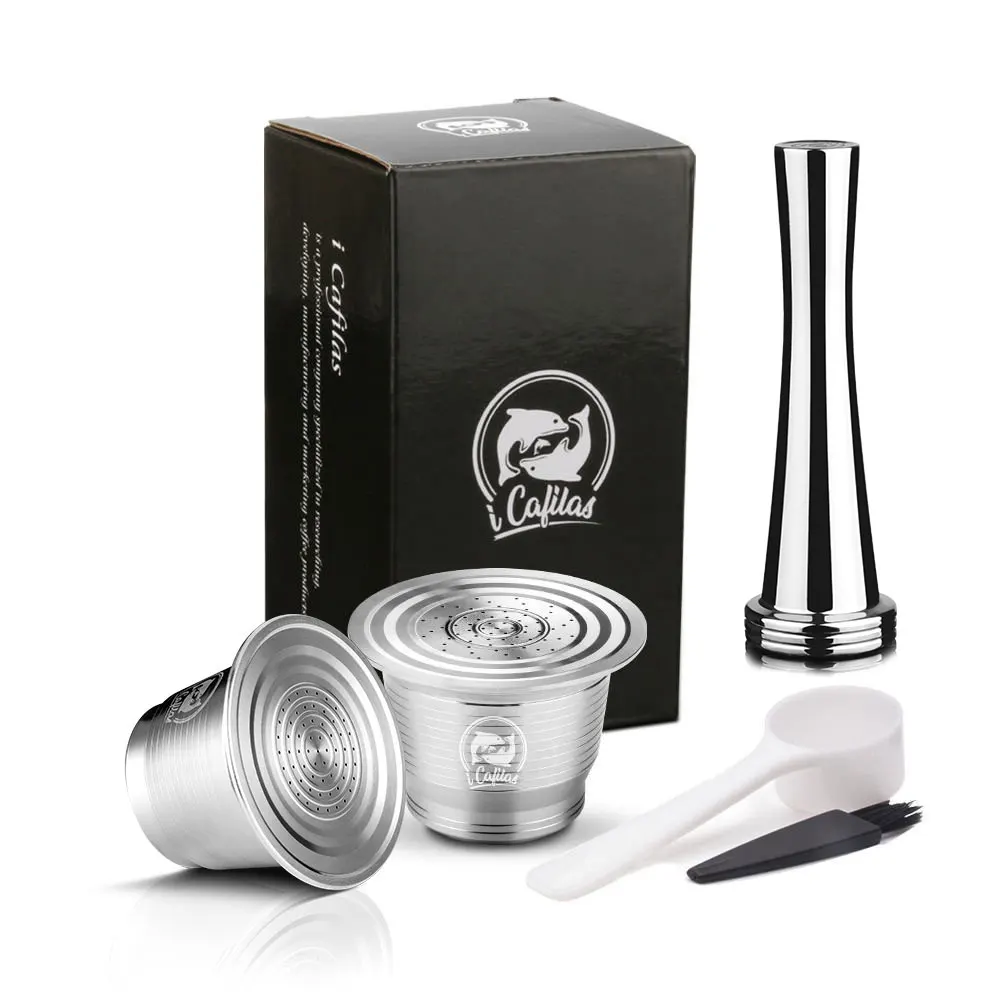 Многоразовые Кофе капсула для Nespresso машина лазер постоянное Нержавеющая сталь Кофе фильтр Pod пополнения Кофе порошок с ложкой вскрытия - Цвет: AS PICTURE