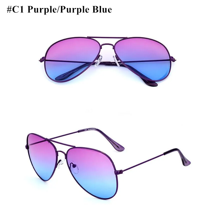 Винтажные Солнцезащитные очки пилота женские модные брендовые дизайнерские ретро модные негабаритные солнцезащитные очки для женщин женские очки розовые оттенки - Цвет линз: c1 purple blue