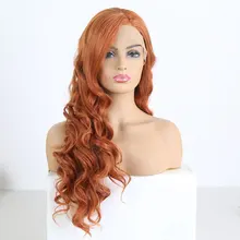 Bombshell оранжевый цвет синтетический 13*3 парик фронта шнурка объемная волна естественная линия волос термостойкие волосы сторона расставания для женщин парики