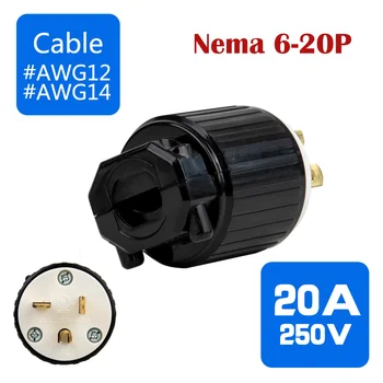 

NEMA 6-20P Self-wiring plugs,American industrial-grade wiring plugs, high-power male 3pin converters.20A 250V