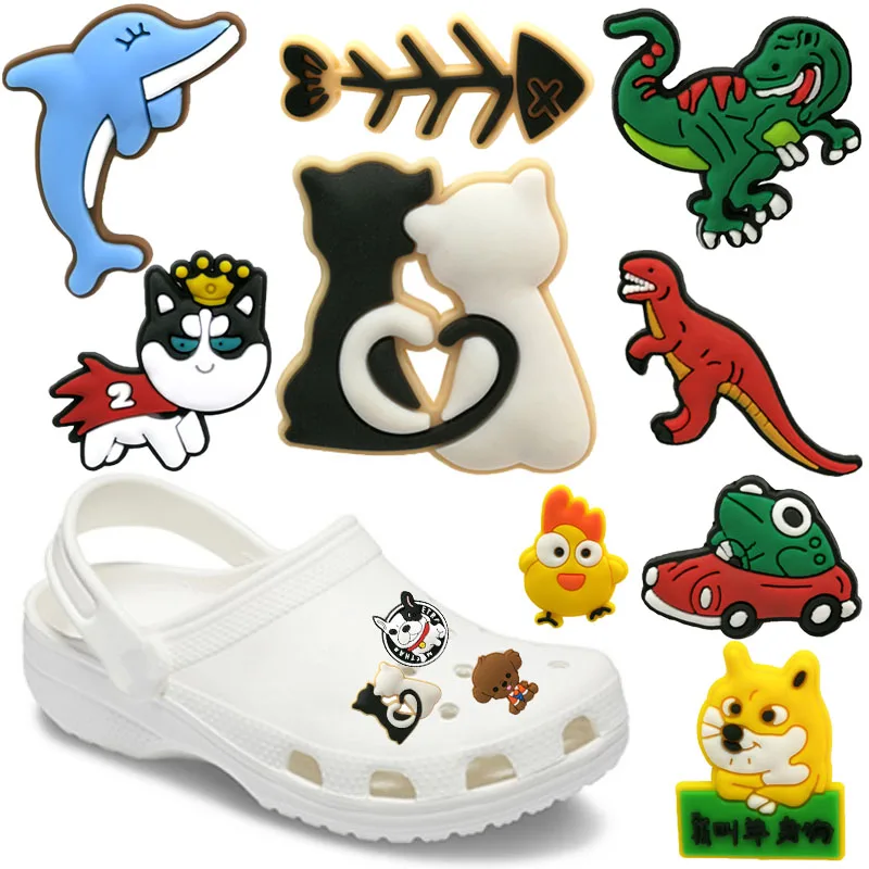 1pcs Animals Dog Cat Bee PVC Shoe Charms Accessories Frog Dinosaur Dolphin Decorations Panda Fox Ornaments Kids Adult | Обувь