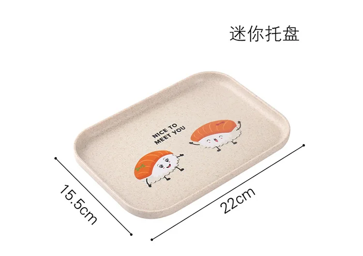 Creative-Household Rectangular Wheat Tray Northern European-Style Chinese Style Tea Cup Disc Hotel Plastic Plate