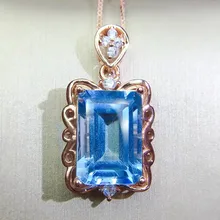Ожерелье в прямоугольном стиле с натуральным голубым топазом, подвеска,, серебро 925 пробы, карат, драгоценный камень, хорошее ювелирное изделие Q9102411