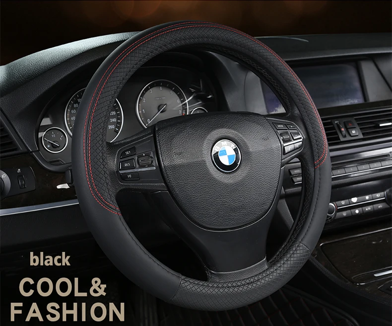 GUSA черный искусственный кожаный чехол рулевого колеса автомобиля для BMW E46 318i 325i E39 E53 X5 стайлинга автомобилей