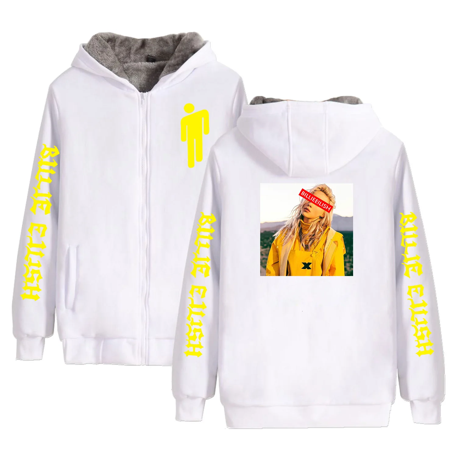 Billie Eilish/куртка на подкладке из хлопка; утепленная хлопковая куртка на молнии; бархатная Верхняя одежда без подкладки; толстовки с капюшоном