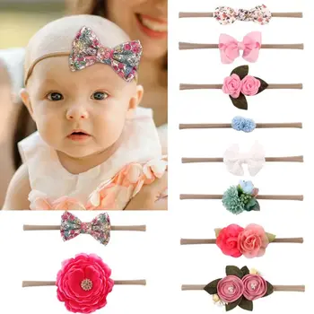 

10 Pcs Baby Girl Headbands and Bows Nylon Hairbands Hair Bow Accessories for Newborn Infant Toddler Girls