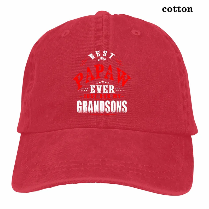 Funny papa Best PAPAW ever just ask my grandson Baseball cap men women Trucker Hats fashion adjustable cap - Цвет: 3-Red