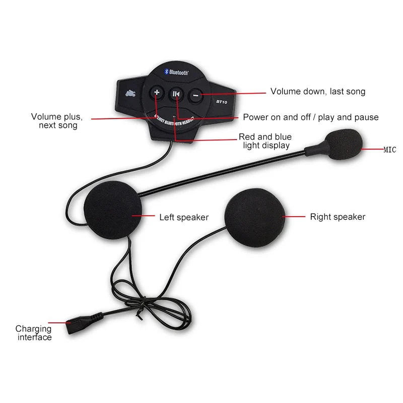 BT10 мотора беспроводной Bluetooth гарнитура мотоциклетный шлем наушники динамик домофон Handsfree Музыкальный Микрофон