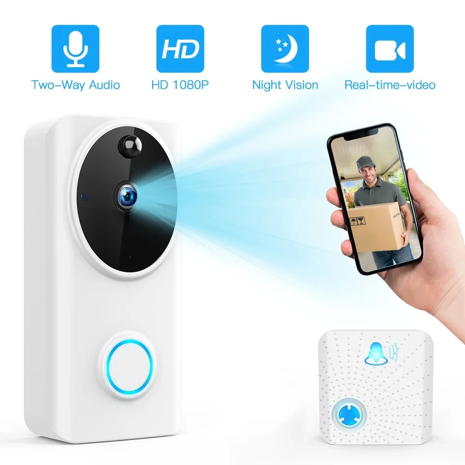SUNTEX Smart 1080P беспроводной Tuya Wifi видео дверной звонок телефонный звонок дверной звонок, камера Запись наблюдения безопасности Amazon Alexa