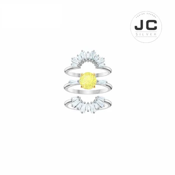 

New Fashion Charms Silver 925 Original Copy SWAn Female Jewelry,Sunshine Sun Pattern Three Rings Stacked Ring With Logo GIFT