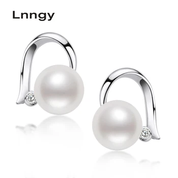 

Lnngy 925 Sterling Silver 6-6.5mm Natural Cultured Freshwater Pearl Stud Earrings Women Wedding Party Earrings Fine Jewelry
