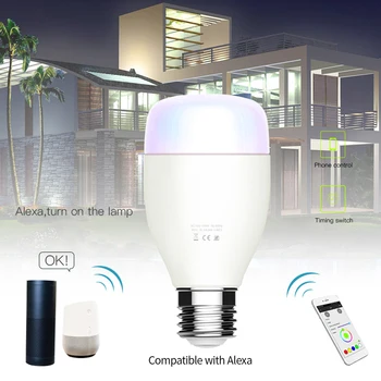 

WiFi Bulb E27 White RGB Smart Light Control Switch Color Temperature Adjusting 7W Smart Lamp Compatible w/Alexa Google Home Bulb