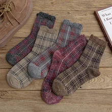 Новинка осени, женские носки, Британский Ретро стиль, клетчатые носки, золото и серебро, Шелковый гриб, кружевные женские ворсовые носки, высокое качество