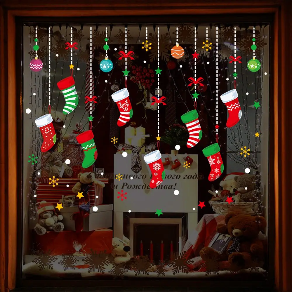 Merry Christmas Decoration for Home 2025 Wall Window Sticker Ornaments Garland New Year Festoon Christmas Decoration 2026 Noel
