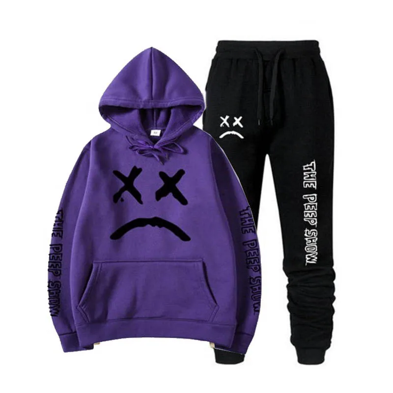 sun hoodie RIP Lil Peep Hoodies Sweatshirt + Sweatpants Suits Men Women Hip Hop Lil Peep Cry Baby Pullover Two Piece Set Sudaderas gray hoodie