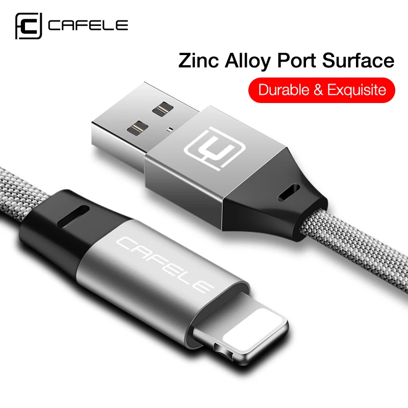 CAFELE USB кабель для iPhone 11 Pro Max XR XS Max X 8 7 6 Plus 5S телефонный кабель usb зарядный провод для iPhone Синхронизация данных цинковый сплав