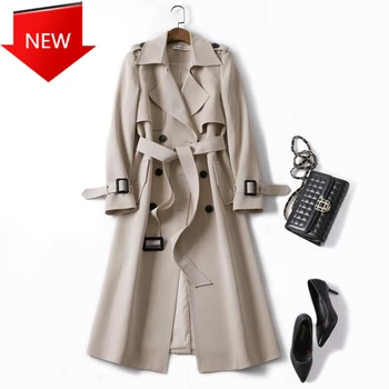 

Coat Female Outerwear Spring Clothes Women Autumn Trench Coat Long Belted Slim Lady