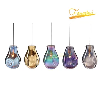 

Nordic Personality Colorful Glass Pendant Lamp Fixtures Modern Creative LED Pendant Lights Room Living Bedroom HangLamp Lighting