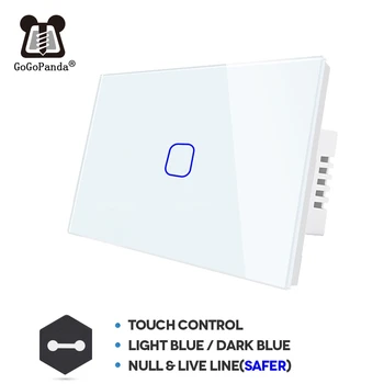 

Free Shipping US Standard 1 Gang 2 Gang 3 Gang 1 Way Wall Light Controler Smart Home Automation Touch Switch 4 Colors