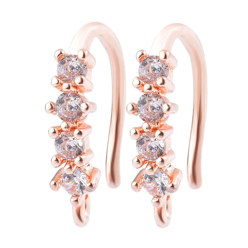 Peixin Luxus Zirkonia Ohrringe Haken Zubehör Roségold Messing Damen Ohrhänger DIY Schmuckherstellung Charm – Detail 37