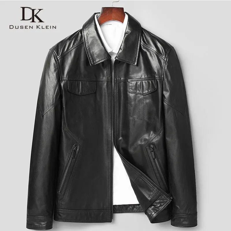 

Men Genuine Leather Jacket Real Sheepskin Leather Jackets for Man 2020 Spring New Designer brand Pockets 5XL Casual 81y8107