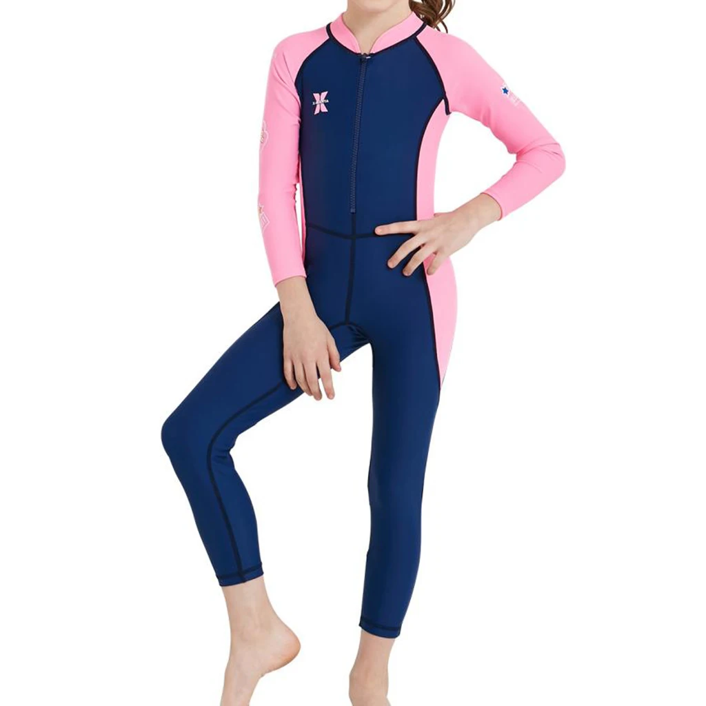 Kids Swimsuit Girl Boys Long Sleeve UV Sun Protection Full Body Rash Guard Kids Wetsuit for Water Sports