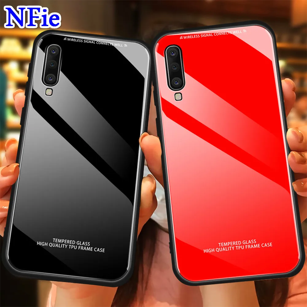 Case For Samsung Galaxy A70 A60 A50 A40 A30 Tempered Glass Anti-fall Mobile Phone Case S8 S9 S10 A7 A9 2018 S10E Glass Case