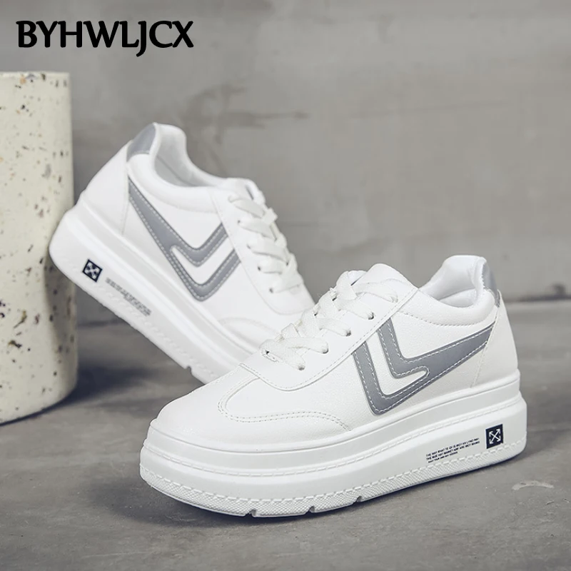 

summer Korean style women flats shoes with women thick-soled white shoes outdoor breathable ladies sneakers Heightening shoes