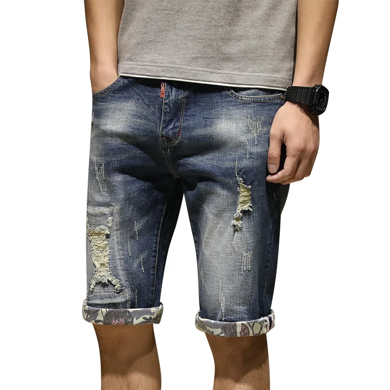 Мужские рваные короткие джинсы прямые ретро шорты джинсовые Бермуды мужские хлопковые летние джинсовые шорты размера плюс 29-51 мужские хлопковые шорты