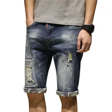 Мужские рваные короткие джинсы прямые ретро шорты джинсовые Бермуды мужские хлопковые летние джинсовые шорты размера плюс 29-51 мужские хлопковые шорты