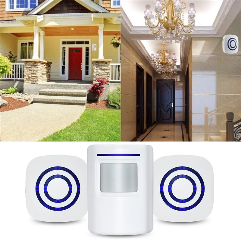 

Smart Home Motion Sensor Alarm Wireless Driveway Alert Home Security System Human Body Induction Doorbell 1 Sensor & 2 Receiver